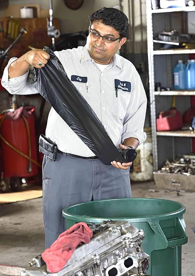 Aluf Plastics 26 Gallon For Slim Jim 1.25 MIL Black Heavy Duty Trash Bags - Image 7