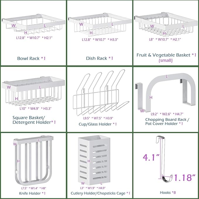 PUSDON Over Sink Dish Drying Rack Stainless Steel, Adjustable Large Dish Drainer - Image 4