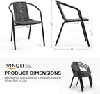 VINGLI PE Rattan Outdoor Dining Chairs Set of 4, Plastic Stackable Patio Chairs for Indoor, Porch, Restaurant, Garden, Black - Image 3