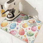 Easter Dish Drying Mat for Kitchen Counter Colorful Easter Eggs Floral Pattern - Image 7