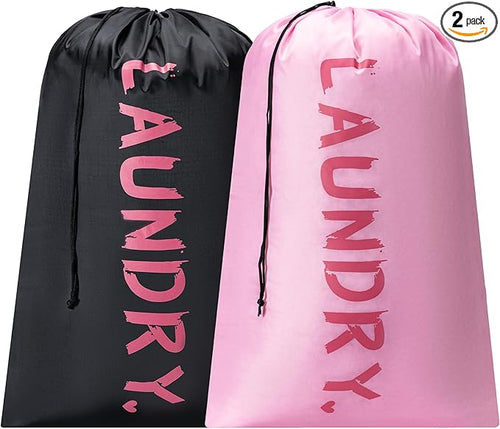 2 Pack 28" x 40"Travel Laundry Bag, Machine Washable Dirty Clothes Organizer by Unknown