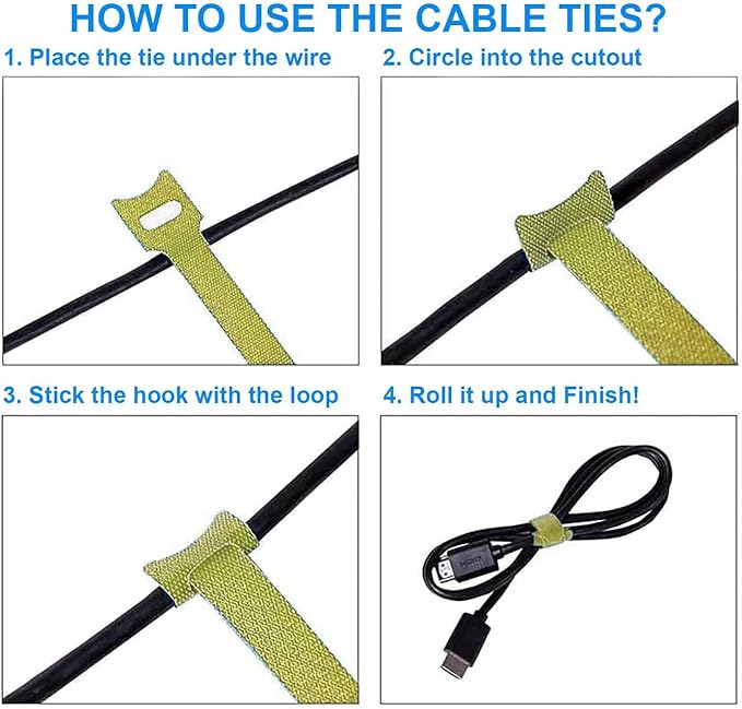 60 PCS 6 Inches Reusable Cable Ties, Adjustable Cord Straps, Cable Organizer - Image 5