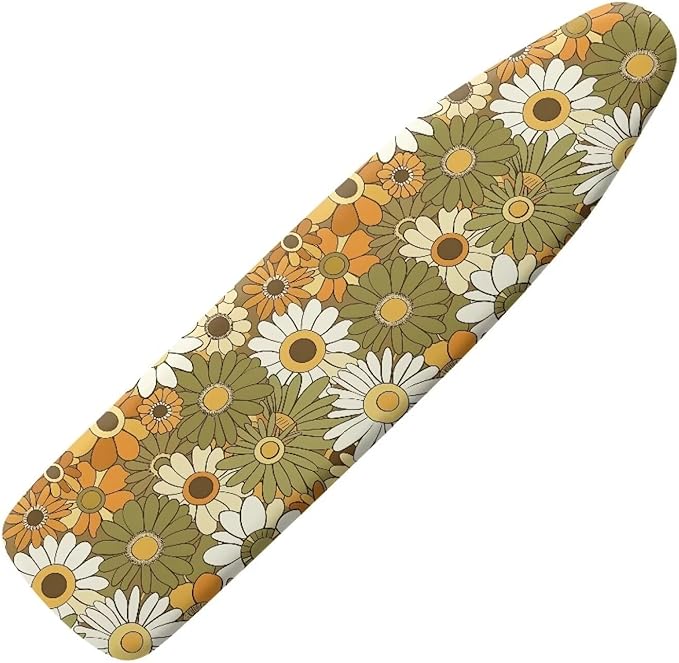 Green Hippie Floral Standard Ironing Board Cover Heat Reflective Ironing Mat by Hinthetall