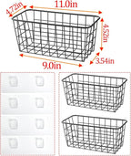 Black Hanging Wall Baskets, inside cabinet door organizer, Adhesive Wire Wall - Image 2