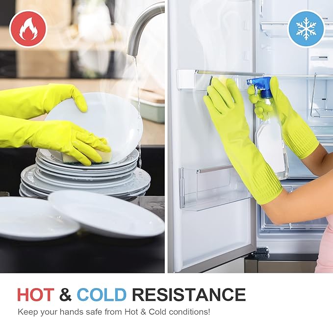 MAMISON Reusable Household Dishwashing Cleaning Rubber Gloves, Non-Slip Kitchen - Image 5