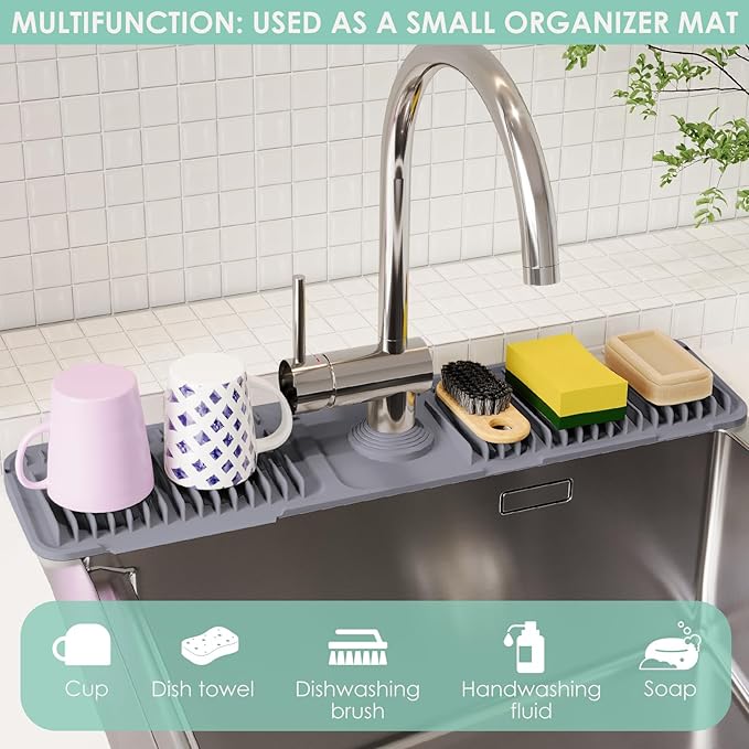24 Inch Silicone Faucet Mat for Kitchen Sink Splash Guard - Image 7