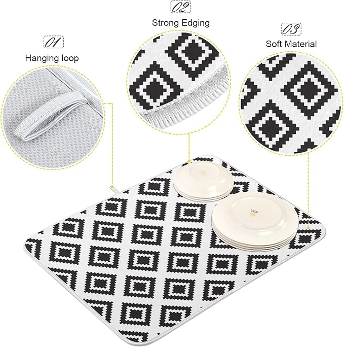 Super Absorbent Dish Drying Mat, Microfiber Fast-Drying Dish Mat, Kitchen Dish - Image 4