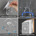 15 Pack Large Double Adhesive Wall Hooks, Damage-Free Waterproof 33 Ib Max - Image 3