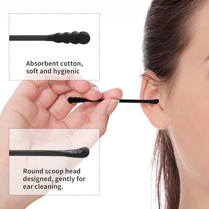 T&K 160 Count Black Disposable Cotton Swabs - Image 2
