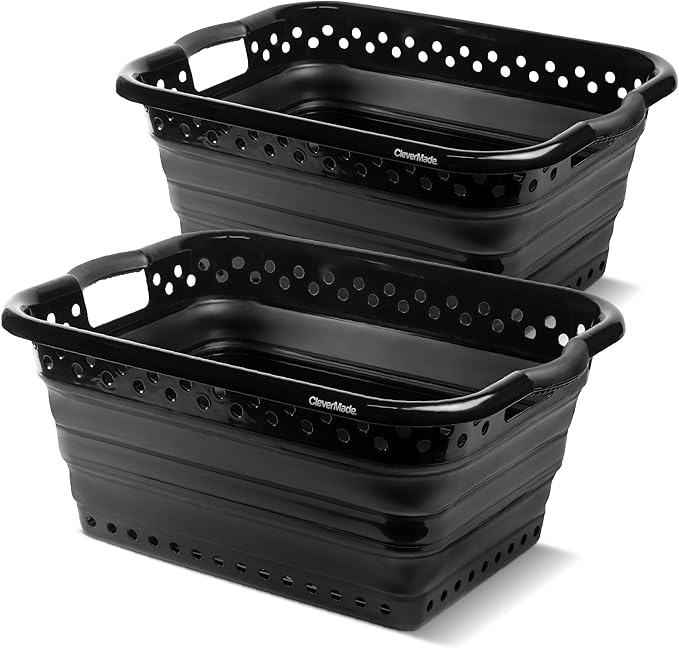 CleverMade Collapsible Laundry Baskets - 39L Foldable Large Collapsible Laundry by CleverMade
