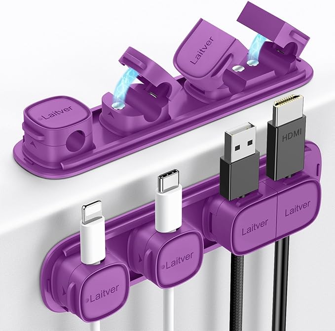 6 Pack Magnetic Cable Clips, Laitver Cord Organizer Holder Strong Adhesive Desk by Unknown