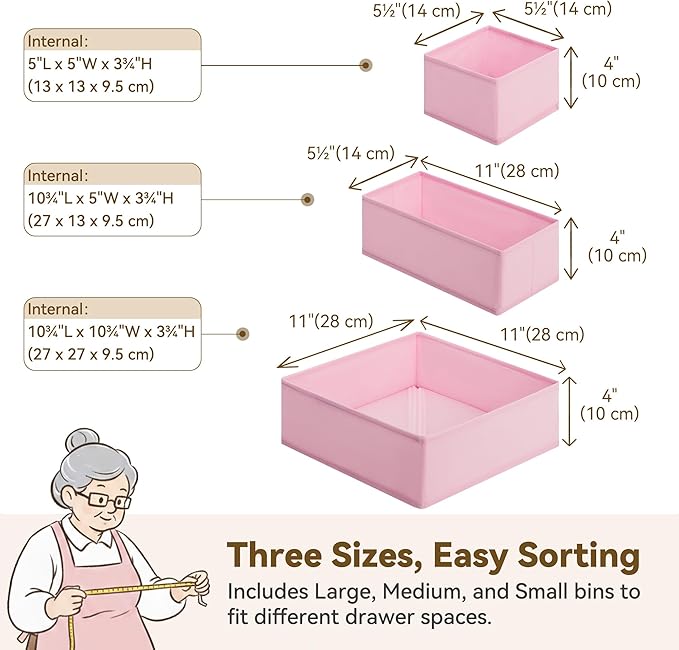 GRANNY SAYS Drawer Organizer Clothes, 6 Pack Dresser Organizer Bins - Image 2