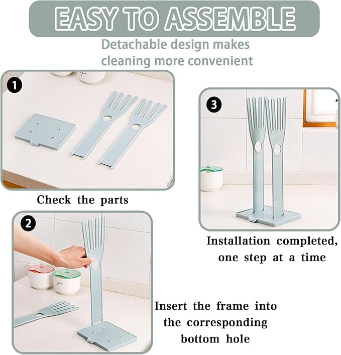 Kitchen Gloves Holder Mitten Dryer Reusable Plastic Dish Washing Rack Sink - Image 3