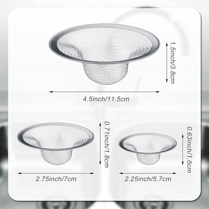12 Pieces Stainless Steel Sink Strainer Drain Strainer - Image 2