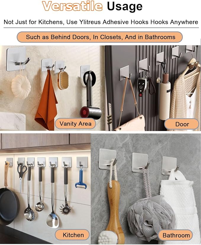 8 Pack Adhesive Wall Hooks, Self-Adhesive Hooks - Image 8