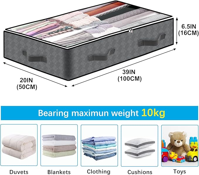 2 Pack Under Bed Storage, 90L Collapsible Closet Containers Organizers and - Image 3