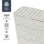 Wicker Trash Can with Lid and Liner, Boho Decotative Small Bathroom Trash Cans - Image 7