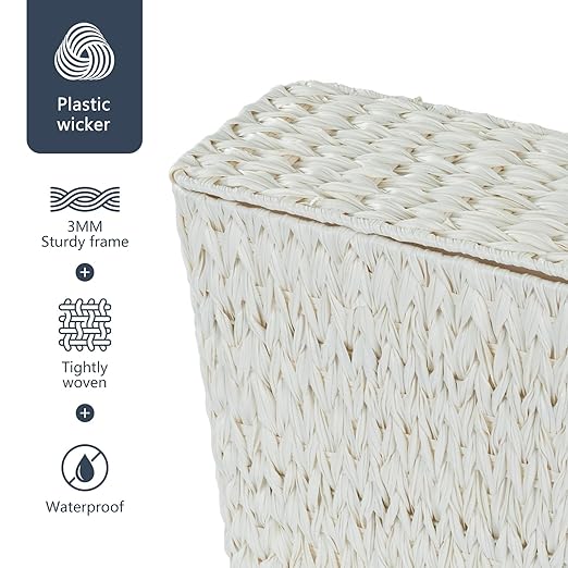 Wicker Trash Can with Lid and Liner, Boho Decotative Small Bathroom Trash Cans - Image 7