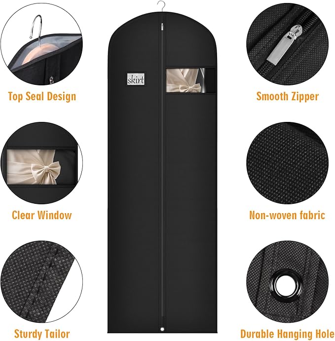 Syeeiex 72'' Long Dress Bags for Gowns, Garment Bags for Hanging Clothes - Image 5