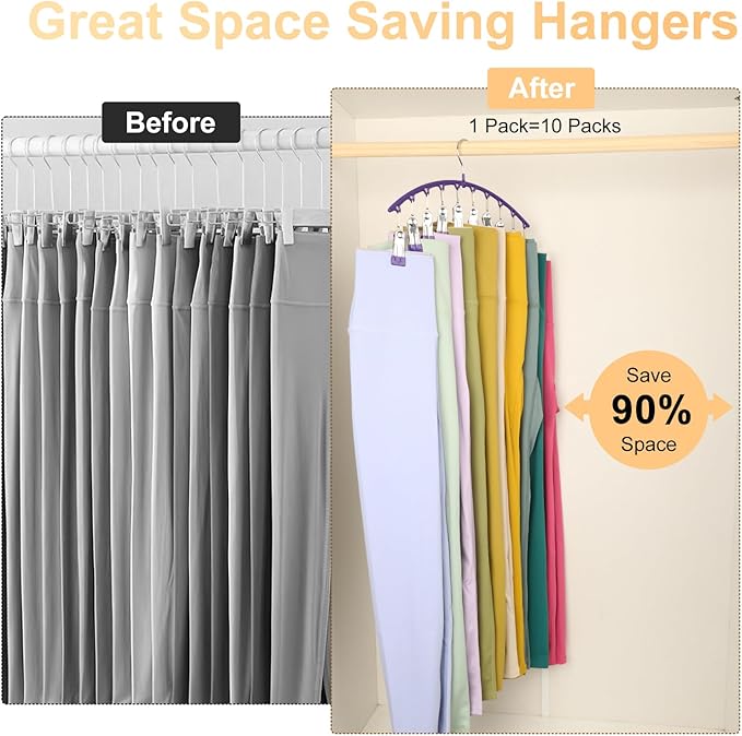 Legging Organizer for Closet, Metal Yoga Pants Hanger w/Rubber Coated 4 Pack - Image 4