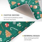 Gingerbread Dish Drying Mat for Kitchen Counter Holiday Green Super Absorbent - Image 3