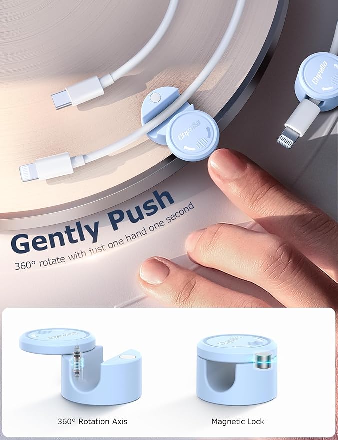 9 Pack Cord Organizer, Chfeila Magnetic Cable Management Clips, Adhesive Phone - Image 2