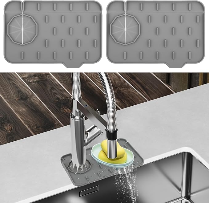 2Pcs Silicone Sink Faucet Splash Guard Mat, Soap Dish Pad Faucet Handle Drip - Image 8