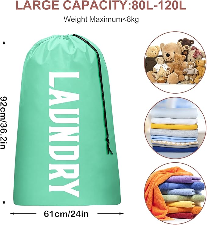 2 Pack XL Travel Laundry Bag, Machine Washable Dirty Clothes Organizer - Image 7