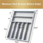 Silverware Organizer 13 Inch Gray Bamboo Kitchen Drawer Organizer 7 Slots - Image 2