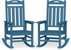 Oversized Outdoor Rocking Chairs Set of 2, High Back Outdoor Rocker Chair, HDPE Rocking Chairs for Patio, 380lbs Weight Capacity, Navy Blue by Suunyn