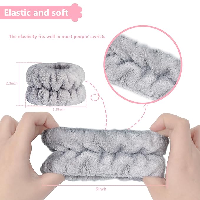 2pcs Wrist Bands for Washing Face, Microfiber Face Washing Wristbands, Arm - Image 3