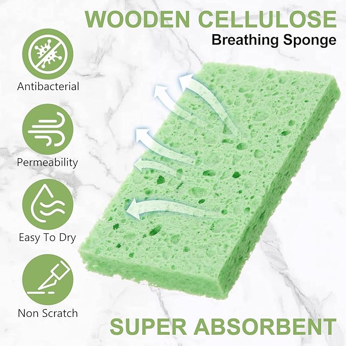 Zhengmy 100 Pieces Sponges Kitchen Compressed Sponges Bulk Natural Dish Sponge - Image 4