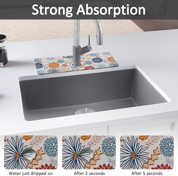 15" X 5.5" Kitchen Sink Splash Guard Faucet Mat Mandala Super Absorbent Fast - Image 3