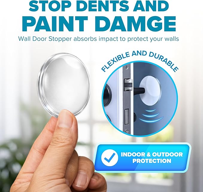 Strongest Home Wall & Door Handle Stopper 2" Set of 10 Pieces of Clear Rubber - Image 2