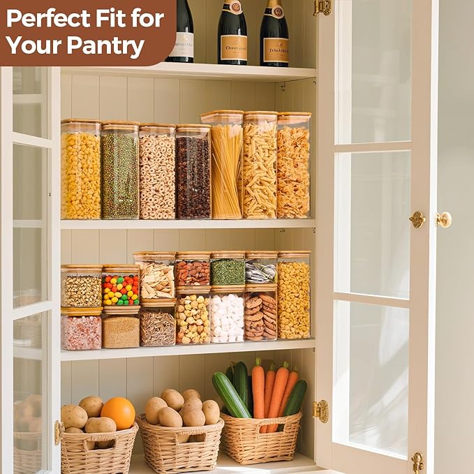 ComSaf 0.6 Qt Glass Food Storage Jars Set of 6, Pantry Organization Jar - Image 5