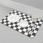Checkered Dish Drying Mat for Kitchen Counter, Absorbent Non-Slip Coffee Mat - Image 5
