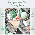 Dish Drying Rack in Sink, Extendable Stainless Steel Dish Drainers - Image 4