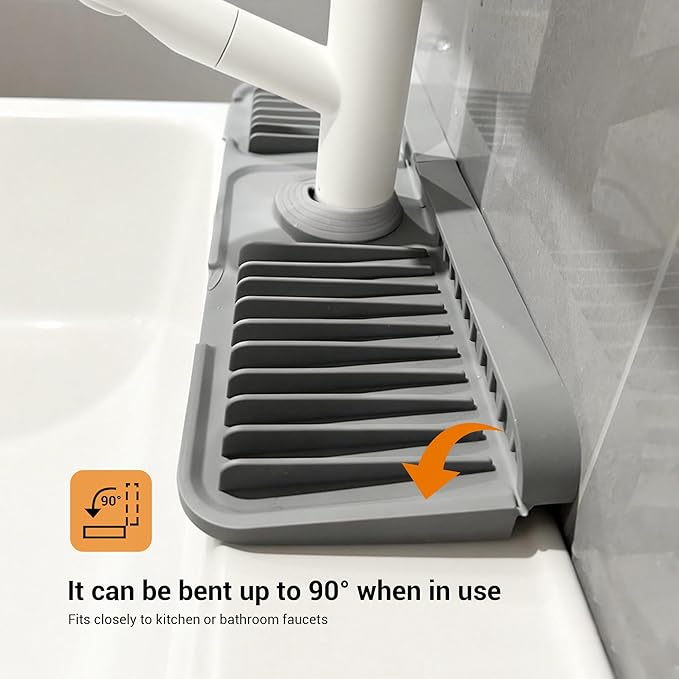 Faucet Mat for Kitchen Sink, Snap-On Design & 7°slope Fast Drain, Folding Sink - Image 3