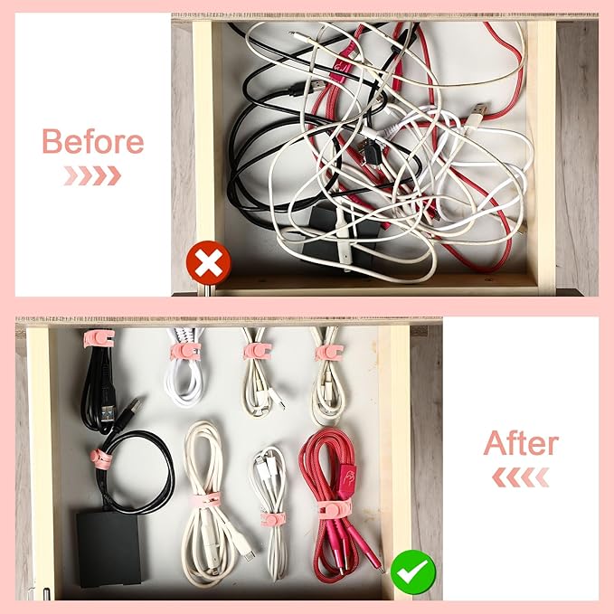 42 Pcs Silicone Cable Ties Reusable Cord Organizer Adjustable Data Cable Wraps - Image 4
