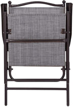 Giantex Set of 2 Patio Folding Chairs, Outdoor Patio Dining Chairs w/Armrest, Sling Back, Metal Frame, Outside Use for Lawn Camping Garden Pool Beach Yard Lounge, No Assembly, Grey - Image 6