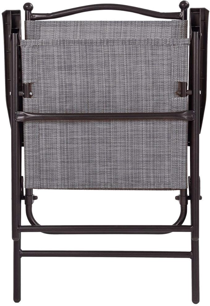 Giantex Set of 2 Patio Folding Chairs, Outdoor Patio Dining Chairs w/Armrest, Sling Back, Metal Frame, Outside Use for Lawn Camping Garden Pool Beach Yard Lounge, No Assembly, Grey - Image 6