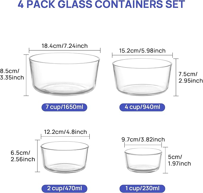Vtopmart 4 Pack Glass Bowls - Image 2