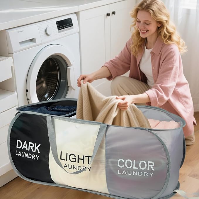 Seefoo 3-Section Foldable Hamper - Image 2