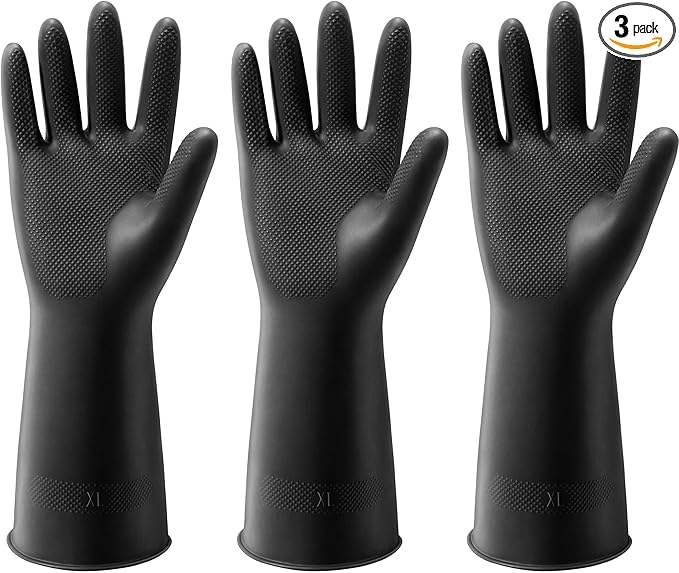 ThxToms 3 Pairs Dishwashing Gloves, Reusable Latex Cleaning Gloves by ThxToms
