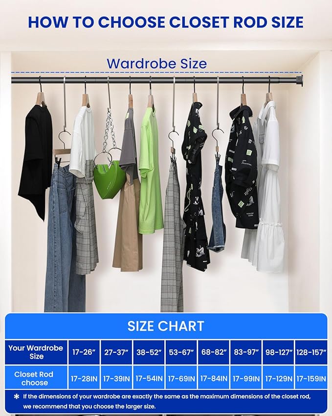 4 PACK Closet Rods for Hanging Clothes, 17 to 39 Inches Stepless Adjustable - Image 9