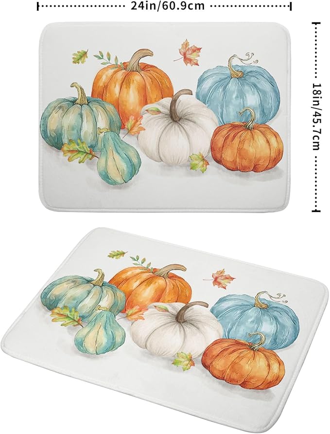 Fall Watercolor Pumpkin Leaf Dish Drying Mat 18 x 24 Inch - Image 2