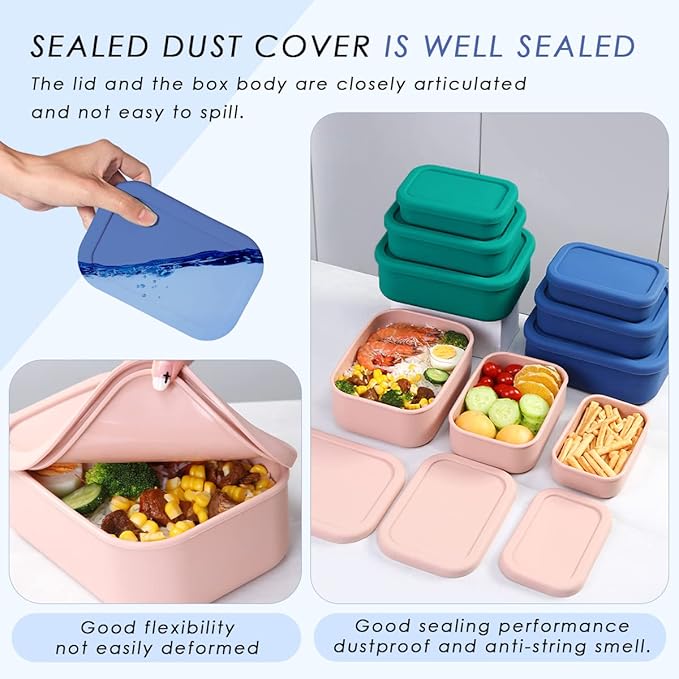 Silicone Food Storage Containers, Hard-Shell Silicone, Dishwasher and Freezer - Image 4