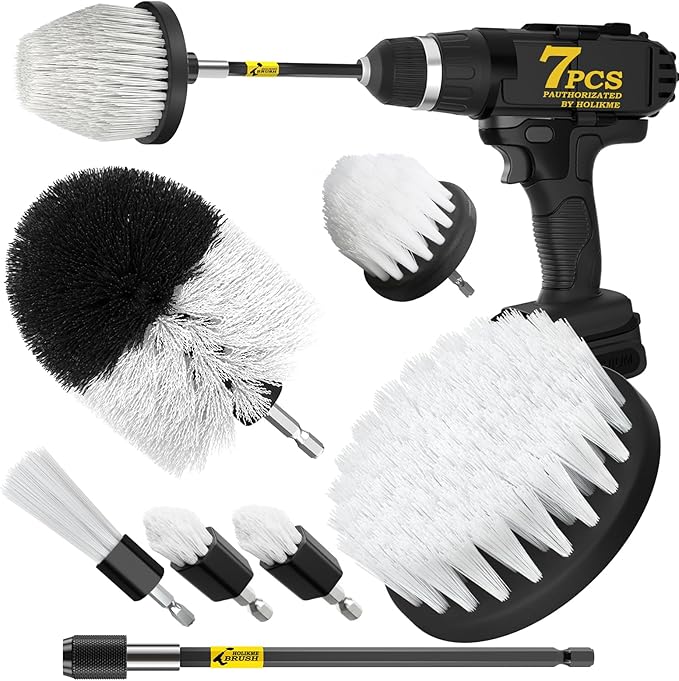 Holikme 7Pack Drill Brush Attachment Set-Car Interior Detailing Kit，Power by Holikme