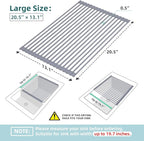 Ohuhu Dish Drying Rack Over The Sink, Roll Up Sink Rack 20.5" W x 13.1" L - Image 9