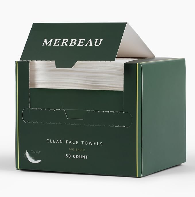 Clean Facial Towels for Sensitive Skin, 100% USDA Biobased Face Towels by MerbeauCleanFaceTowels